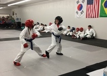 Young students sparring